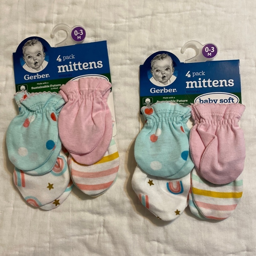 NEW Gerber Baby Girls Mittens Bundle NWT